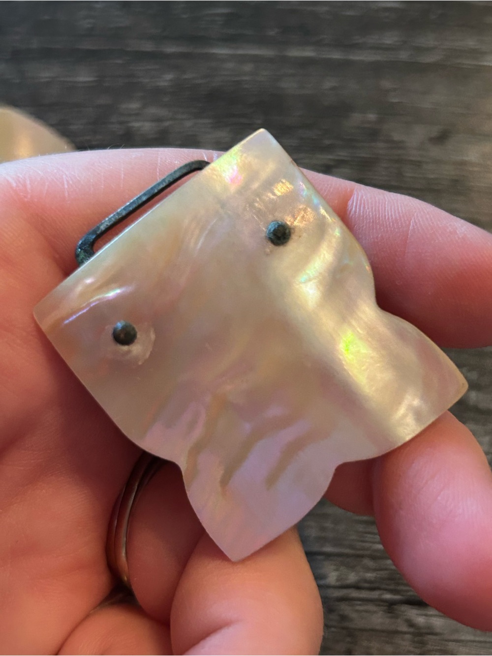 Mother of Pearl Iridescent Buckle and Shell Mix - White and Cream and Gold Tones - Picture 2 of 5